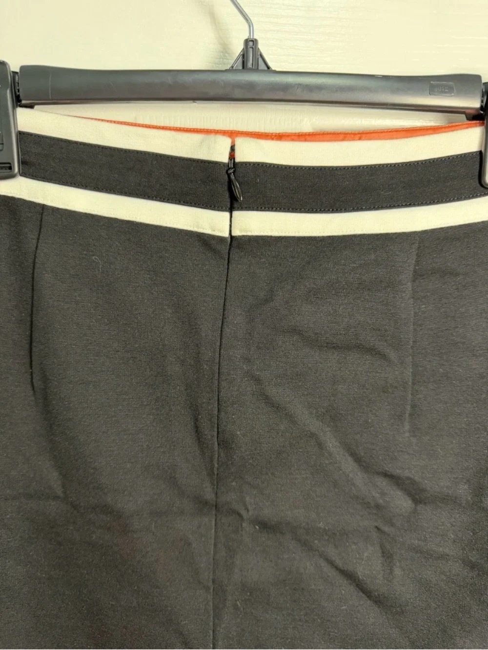 Black Mini Skirt with White Waist Trim — Sleek Women's Skirt